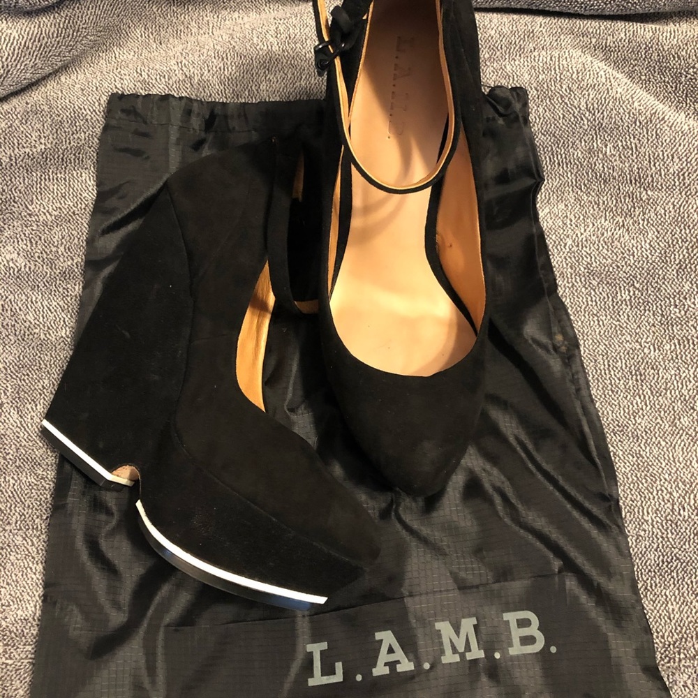 L.A.M.B platform ankle strap heel